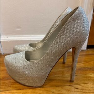 Elegant Sparkly Silver High Heels